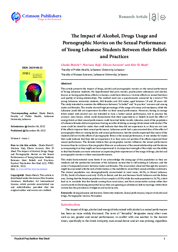 (PDF) The Impact of Alcohol Drugs Usage and Pornographic Movies on the