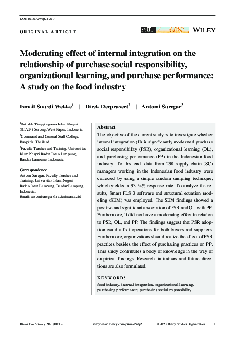 (PDF) Moderating effect of internal integration on the relationship of ...