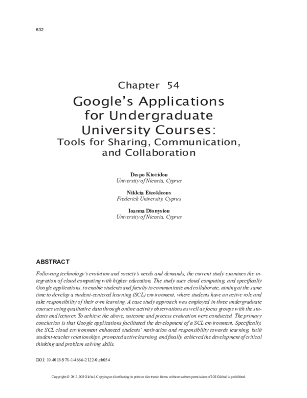(PDF) Google’s Applications for Undergraduate University Courses