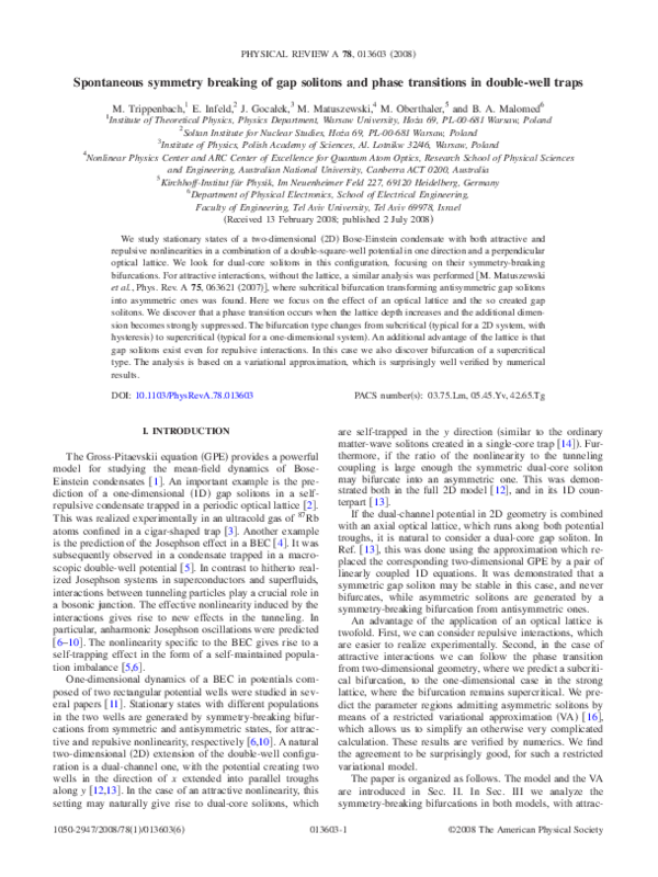 (PDF) Spontaneous symmetry breaking of gap solitons and phase ...