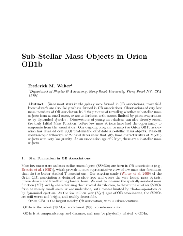 (PDF) Substellar Mass Objects in Orion OB1b
