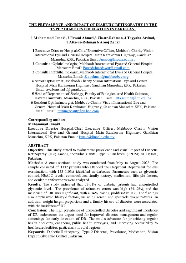 (DOC) THE PREVALENCE AND IMPACT OF DIABETIC RETINOPATHY IN THE TYPE 2 ...