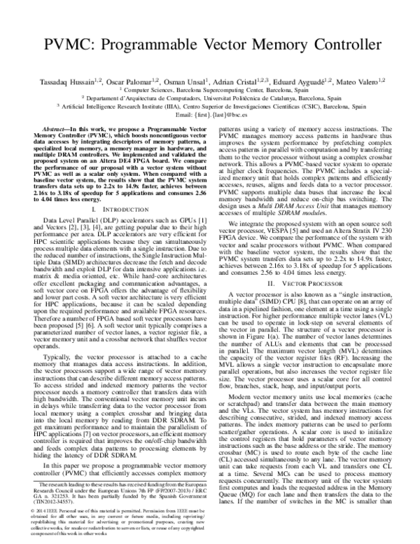 (PDF) PVMC: Programmable Vector Memory Controller
