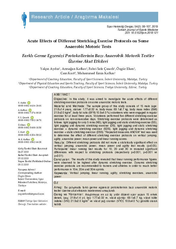 (PDF) Acute Effects of Different Stretching Exercise Protocols on Some ...