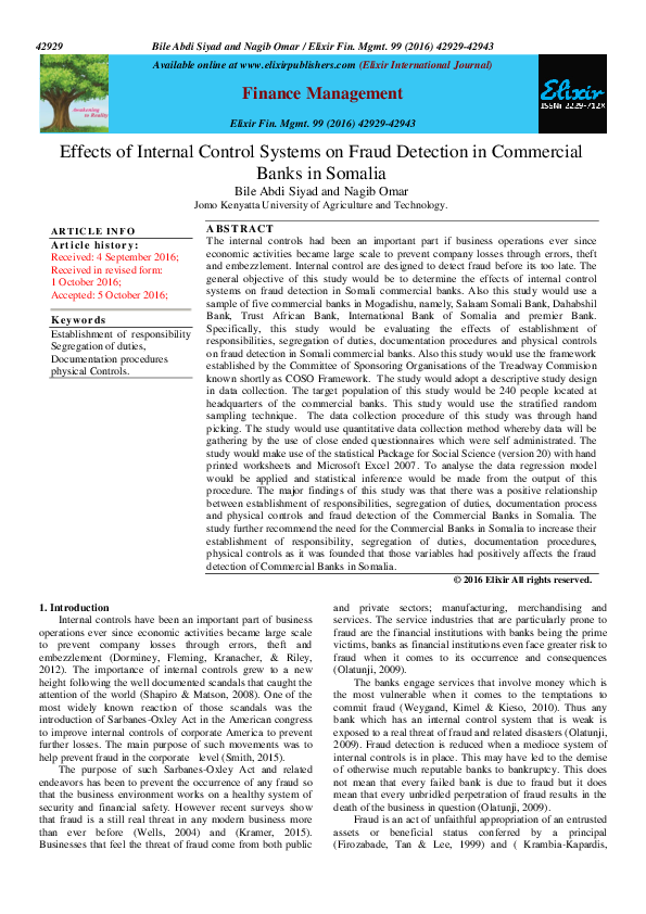 (PDF) Effects of Internal Control Systems on Fraud Detection in ...