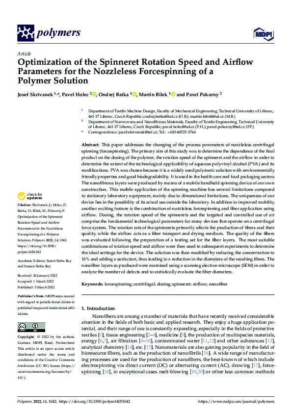 (PDF) Optimization of the Spinneret Rotation Speed and Airflow ...