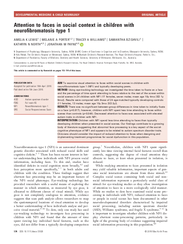 (PDF) Attention to faces in social context in children with ...