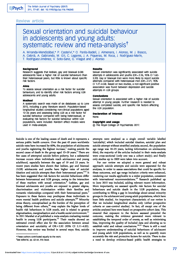 (PDF) Sexual orientation and suicidal behaviour in adolescents and ...