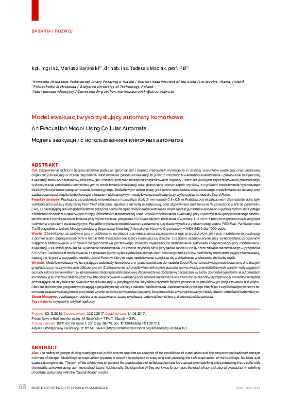 (PDF) An Evacuation Model Using Cellular Automata