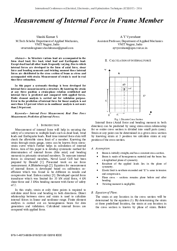 (PDF) Measurement of internal force in frame member