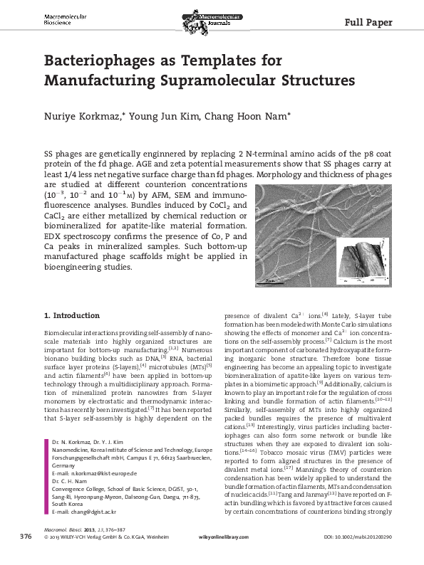 (PDF) Bacteriophages as Templates for Manufacturing Supramolecular ...