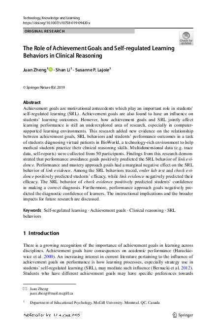 (PDF) The Role of Achievement Goals and Self-regulated Learning ...