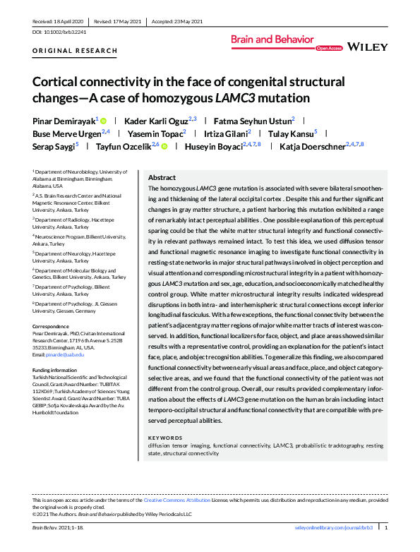 (PDF) Cortical connectivity in the face of congenital structural ...