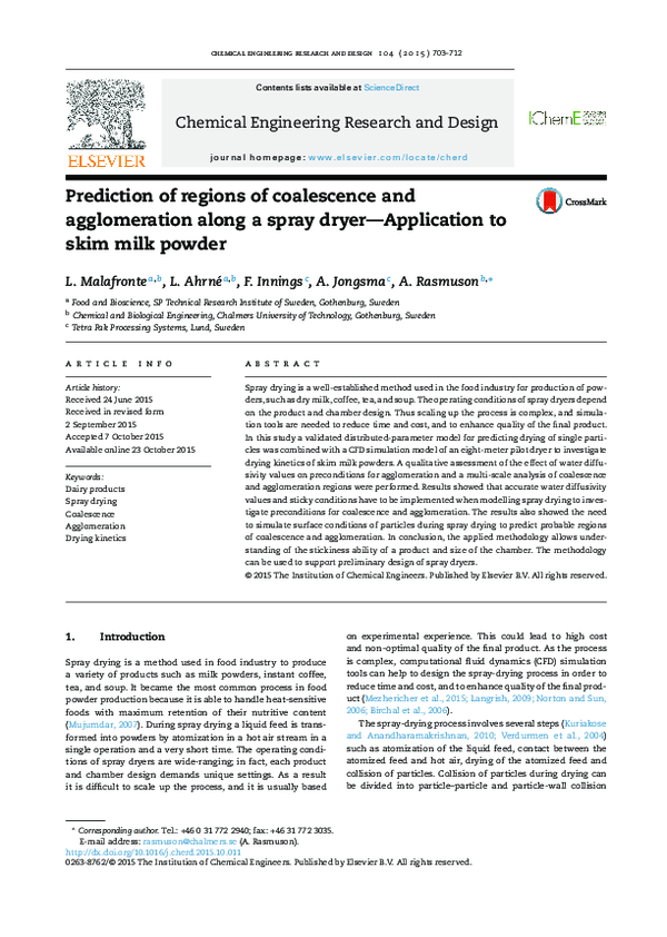 (PDF) Prediction of regions of coalescence and agglomeration along a ...
