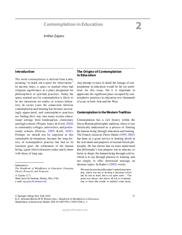(PDF) Contemplation in Education