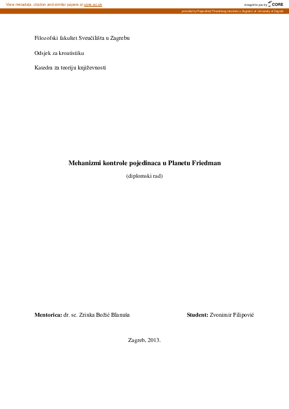 (PDF) Mehanizmi kontrole pojedinaca u Planetu Friedman