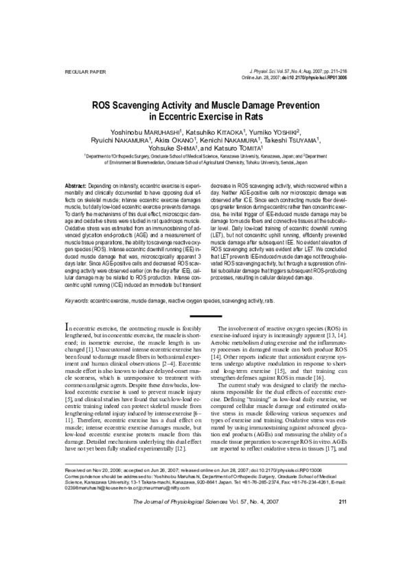 (PDF) ROS Scavenging Activity and Muscle Damage Prevention in Eccentric ...