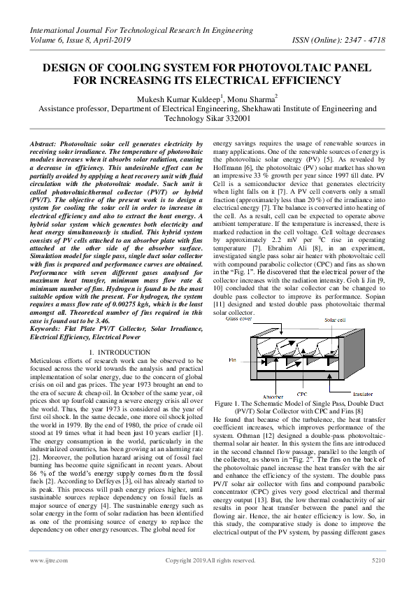 (PDF) Design of Cooling System for Photovoltaic Panel for Increasing ...