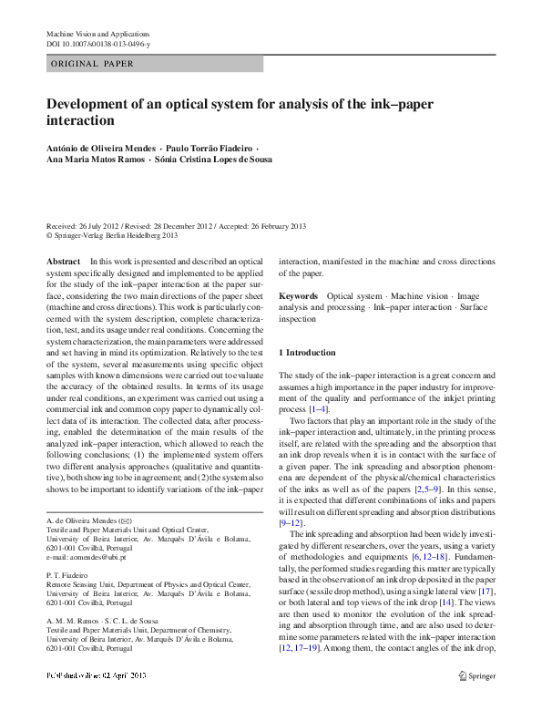 (PDF) Development of an optical system for analysis of the ink–paper ...