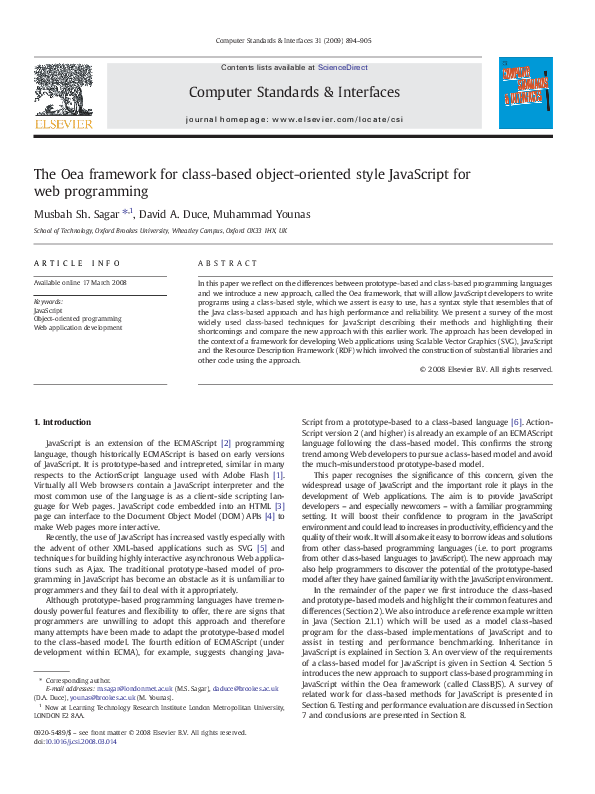 (PDF) The Oea framework for class-based object-oriented style ...