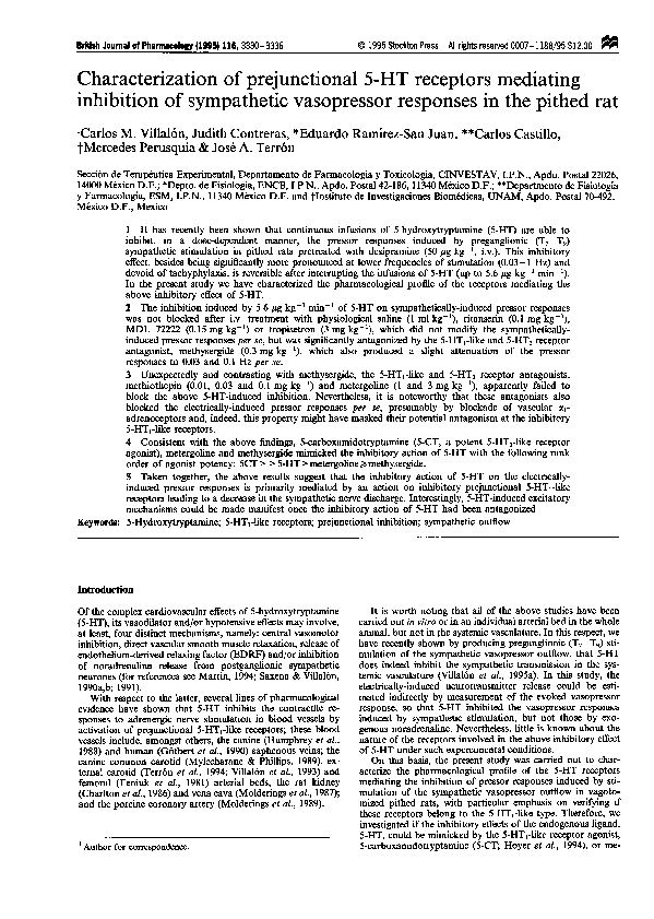 (PDF) Characterization of prejunctional 5‐HT receptors mediating ...