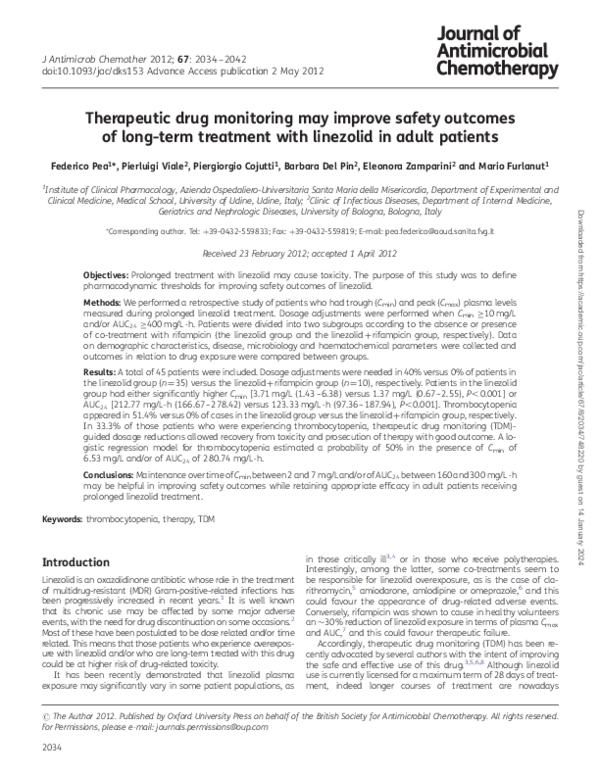 (PDF) Therapeutic drug monitoring may improve safety outcomes of long ...