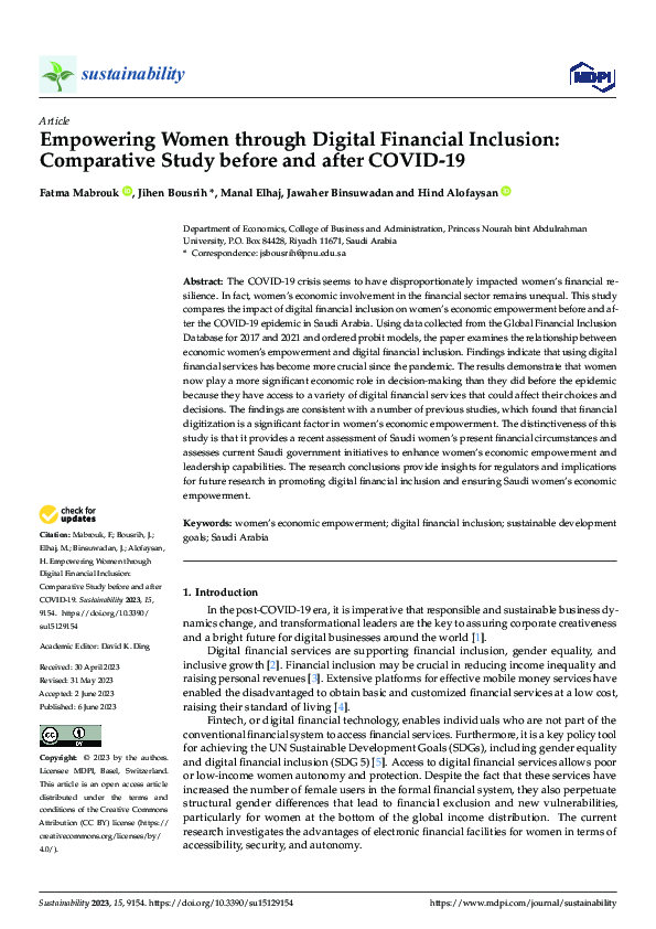 (PDF) Empowering Women through Digital Financial Inclusion: Comparative ...