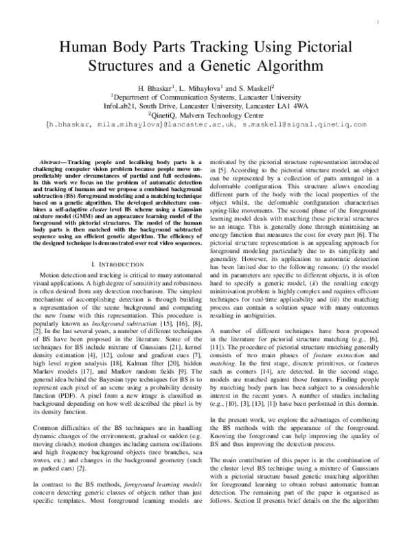 (PDF) Human body parts tracking using pictorial structures and a ...