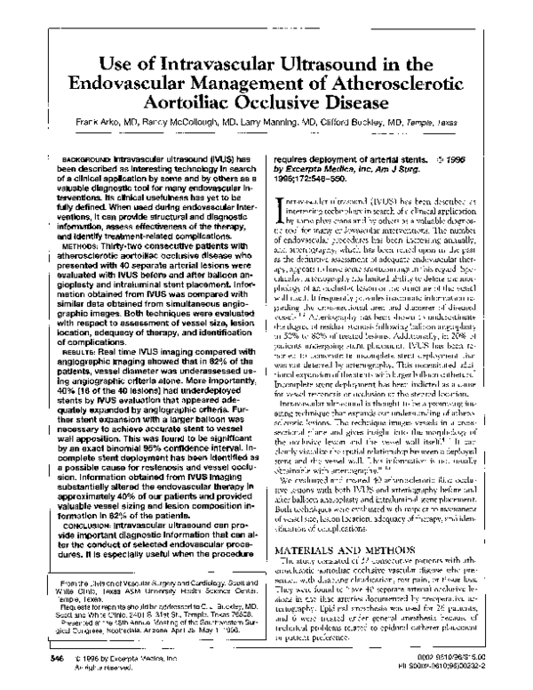 (PDF) Use of intravascular ultrasound in the endovascular management of ...