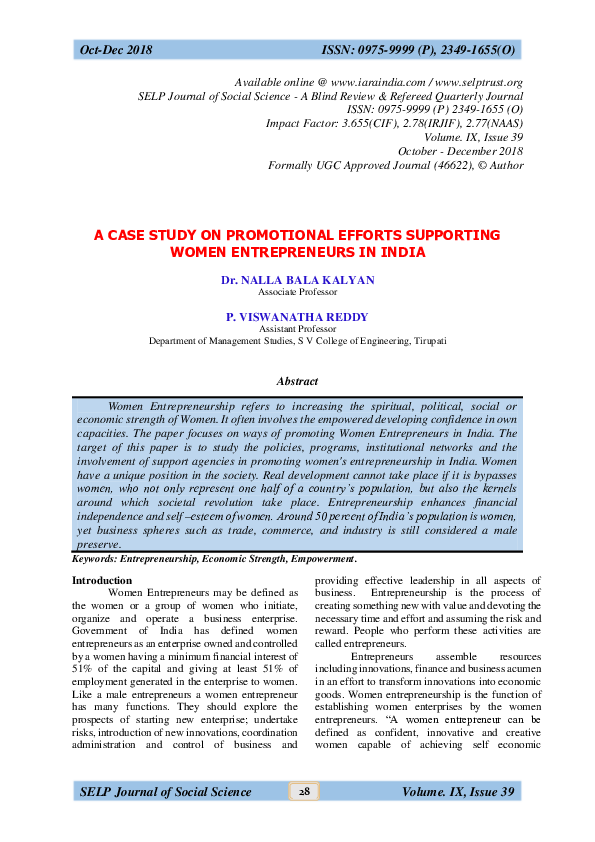 (PDF) A CASE STUDY ON PROMOTIONAL EFFORTS SUPPORTING WOMEN ...