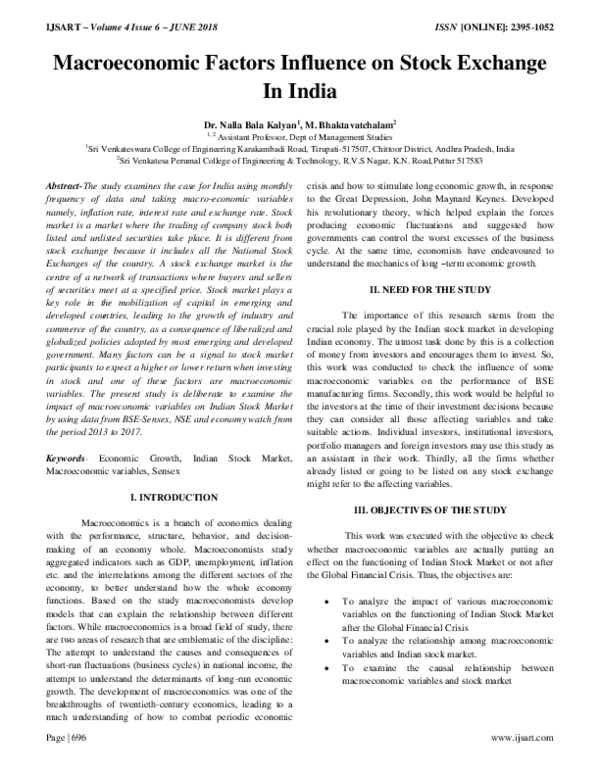 (PDF) Macroeconomic Factors Influence on Stock Exchange In India