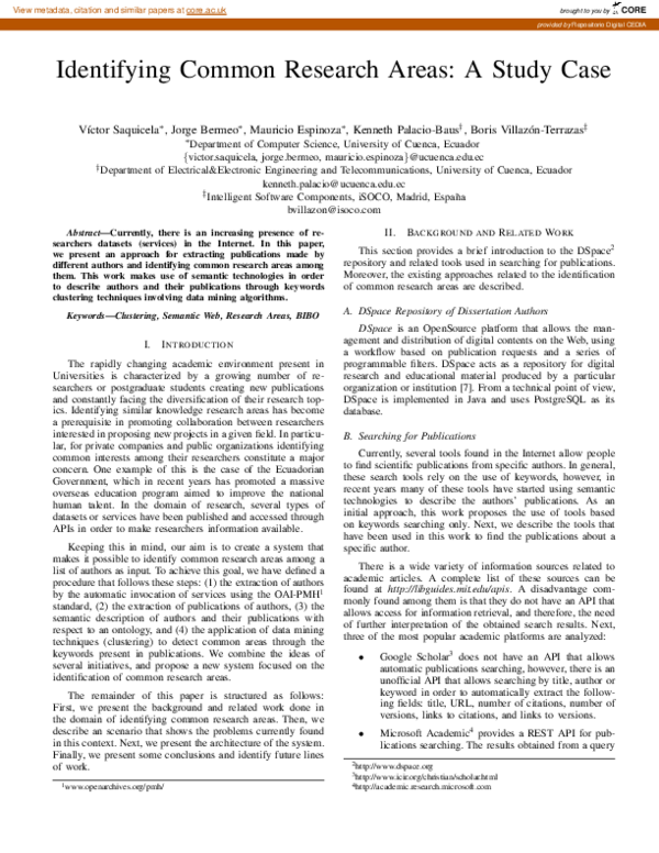 (PDF) Identifying Common Research Areas: A Study Case