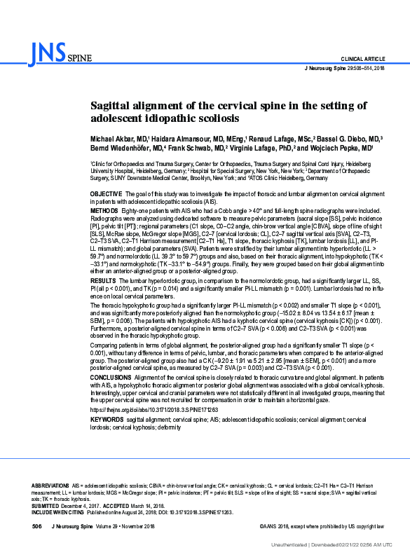 (PDF) Sagittal alignment of the cervical spine in the setting of ...