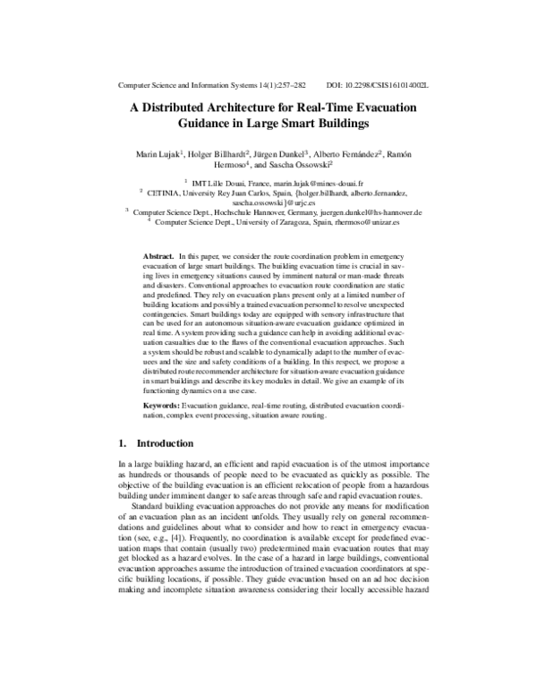(PDF) A distributed architecture for real-time evacuation guidance in ...