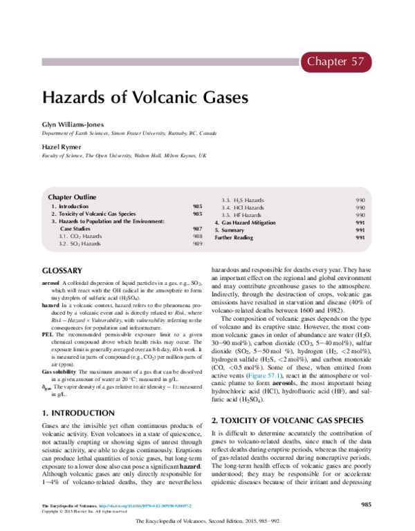 (PDF) Hazards of Volcanic Gases
