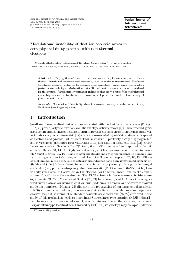 (PDF) Modulational instability of dust ion acoustic waves in ...