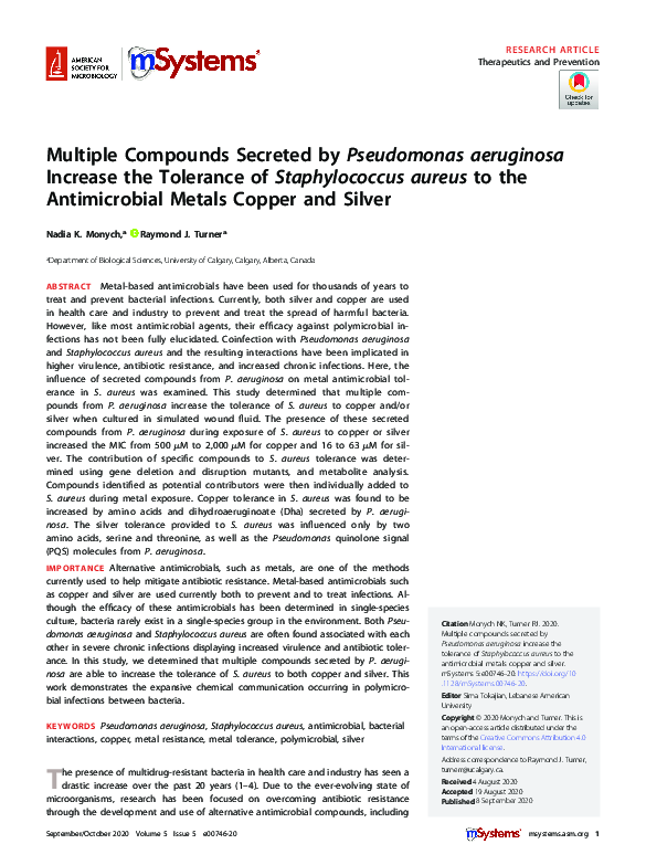 (PDF) Multiple Compounds Secreted by Pseudomonas aeruginosa Increase ...
