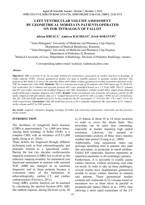 (PDF) Left ventricular volume assessment by geometrical models in ...