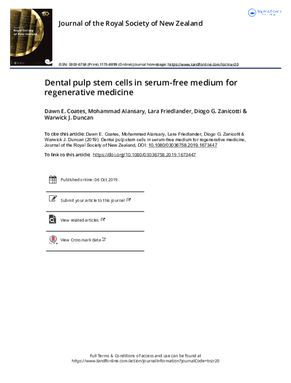 (PDF) Dental pulp stem cells in serum-free medium for regenerative medicine