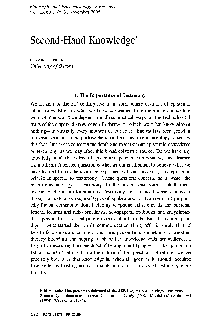(PDF) Second-Hand Knowledge*