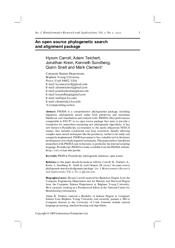 (PDF) An open source phylogenetic search and alignment package