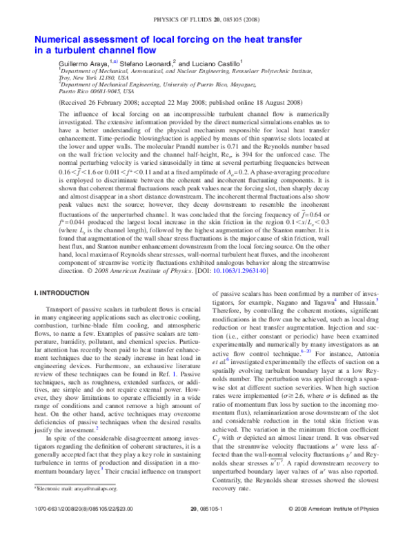 (PDF) Numerical assessment of local forcing on the heat transfer in a ...