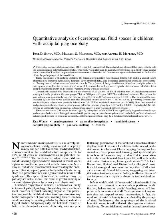 (PDF) Quantitative analysis of cerebrospinal fluid spaces in children ...
