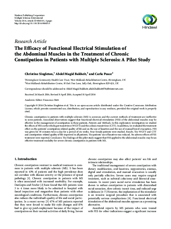 (PDF) The Efficacy of Functional Electrical Stimulation of the ...
