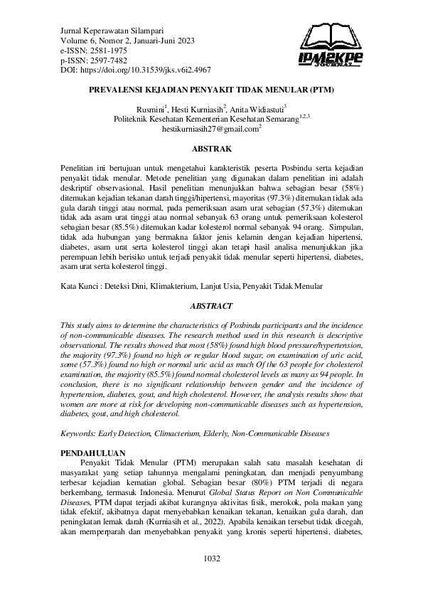 (PDF) Prevalensi Kejadian Penyakit Tidak Menular (PTM)