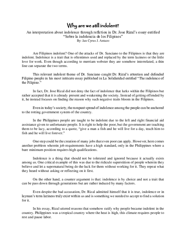 (PDF) Why are we still indolent