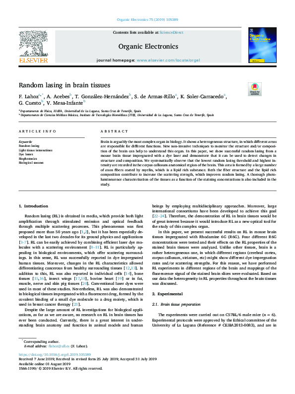 (PDF) Random lasing in brain tissues
