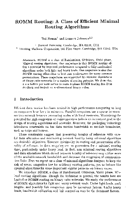 (PDF) ROMM routing: A class of efficient Minimal routing algorithms