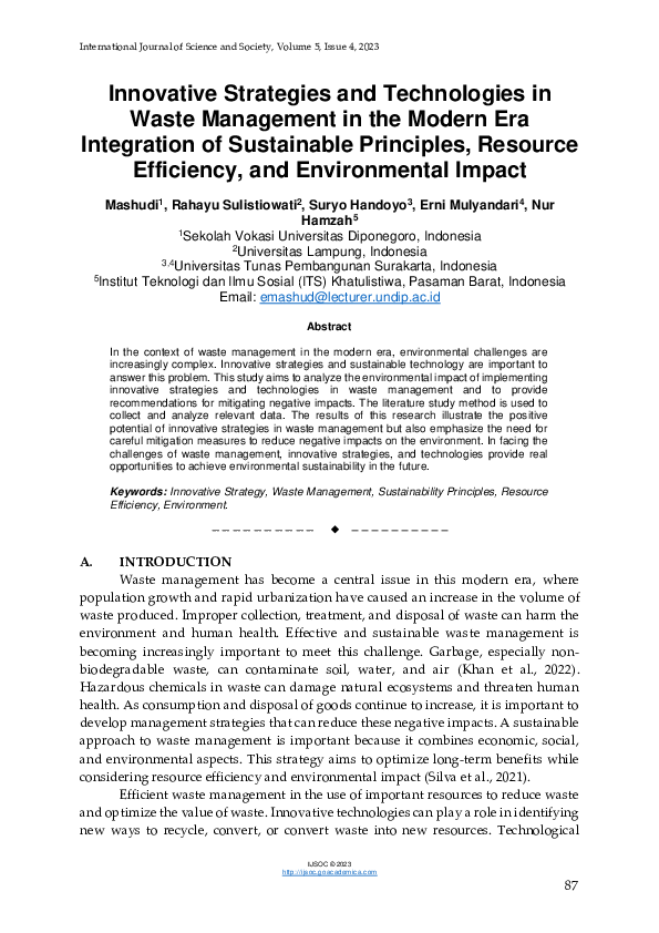 (PDF) Innovative Strategies and Technologies in Waste Management in the ...