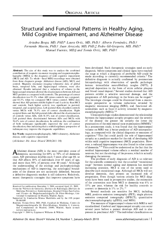 (PDF) Structural and Functional Patterns in Healthy Aging, Mild ...